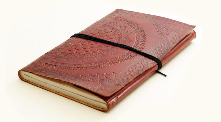 IDNY Leather Hardcover Leather Journal Leather Writing Notebook with Magnetic Clasp Pink Navy 